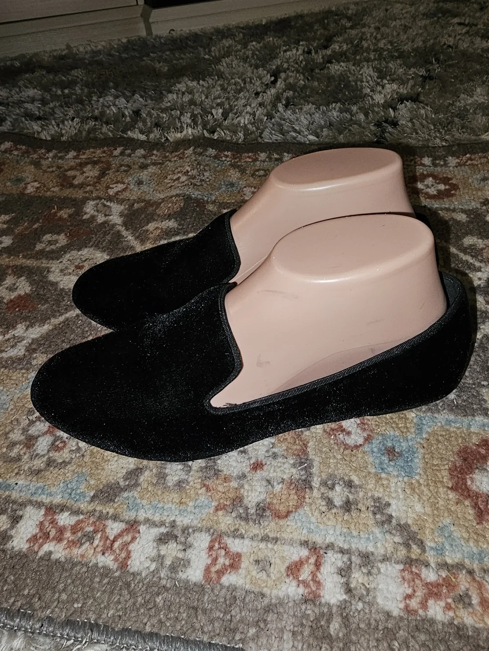 BIRDIES 'The Starling' Beautiful Black Velvet Slipons Loafers 8.5 Very Nice!